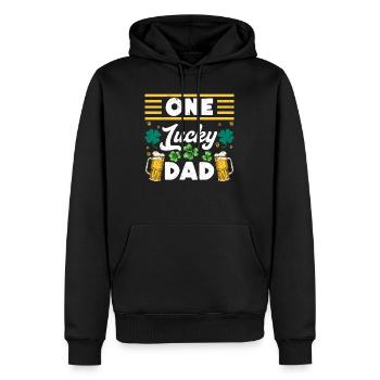 One Lucky Dad Beer St Patrick’s Day Papa - Männer Premium Bio Hoodie - Schwarz - Vorne - Nico (187cm)