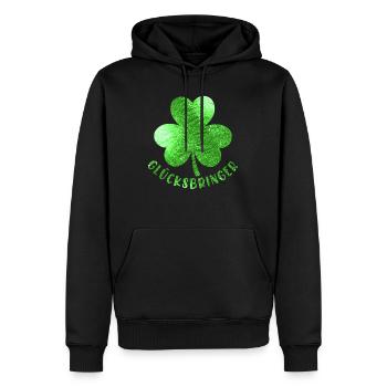 Porte-bonheur feuille de trèfle - Sweat à capuche Premium bio Homme - noir - Devant - Nico (187cm)