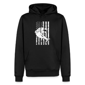 Amerikanische Flagge Bass Angeln Valentinstag Fisherma - Männer Premium Bio Hoodie - Schwarz - Vorne - Nico (187cm)