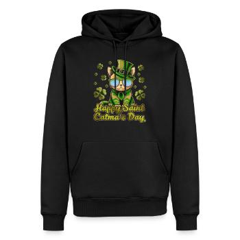 Bonne Saint-Catmas Chats Saint-Patrick - Sweat à capuche Premium bio Homme - noir - Devant - Nico (187cm)
