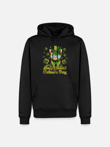 Bonne Saint-Catmas Chats Saint-Patrick - Sweat à capuche Premium bio Homme - noir