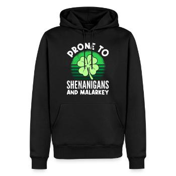 Enclin à être Shenanigan & Malarkey St Patricks Day - Sweat à capuche Premium bio Homme - noir - Devant - Nico (187cm)