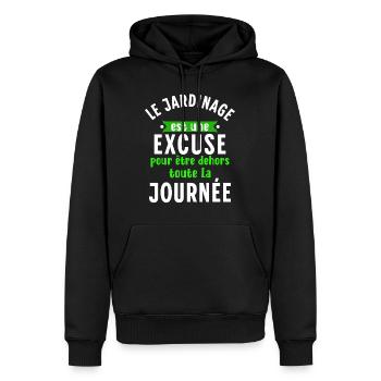 Jardin Cadeau pour Jardinier Potager Dicton Rigolo - Sweat à capuche Premium bio Homme - noir - Devant - Nico (187cm)
