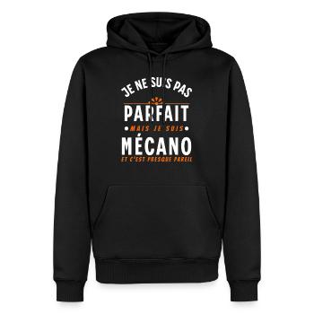 Mécanicien cadeau pour Garagiste Bricoleur Rigolo - Sweat à capuche Premium bio Homme - noir - Devant - Nico (187cm)