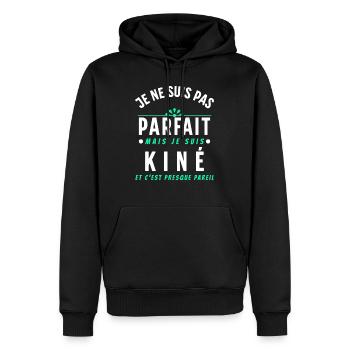 Kiné Cadeau pour Kinésithérapeute Rigolo Humour - Sweat à capuche Premium bio Homme - noir - Devant - Nico (187cm)