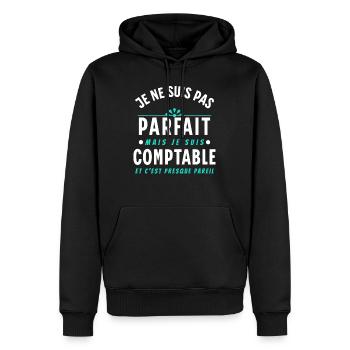 Comptable Cadeau Rigolo Dicton Humour Slogan - Sweat à capuche Premium bio Homme - noir - Devant - Nico (187cm)