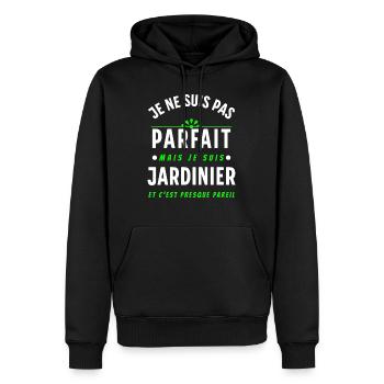 Jardin Cadeau pour Jardinier Potager Dicton Rigolo - Sweat à capuche Premium bio Homme - noir - Devant - Nico (187cm)