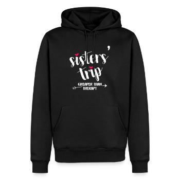 Sisters Trip Cheapers Than Therapy Girls Vacationc - Men’s Premium Organic Hoodie - black - Front - Nico (187cm)