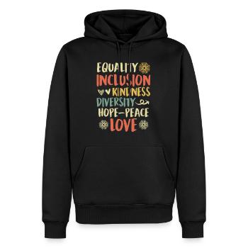 Inclusion handicap acceptation et sensibilisation - Sweat à capuche Premium bio Homme - noir - Devant - Nico (187cm)