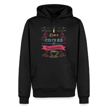 I love Coffee and Inclusion - Männer Premium Bio Hoodie - Schwarz - Vorne - Nico (187cm)