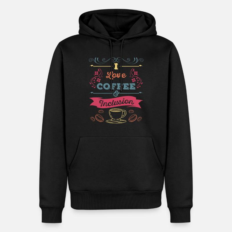 J’aime le café et l’inclusion - Sweat à capuche Premium bio Homme - noir