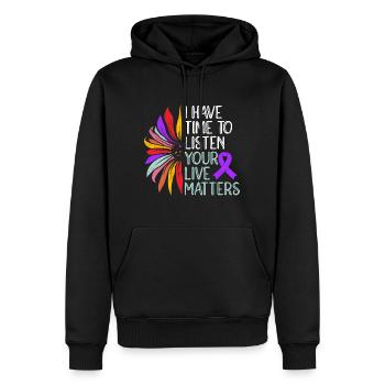 Mental Health Ich habe Zeit zum Zuhören Dein Leben - Männer Premium Bio Hoodie - Schwarz - Vorne - Nico (187cm)