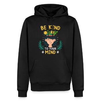 Santé mentale Soyez gentil avec votre - Sweat à capuche Premium bio Homme - noir - Devant - Nico (187cm)