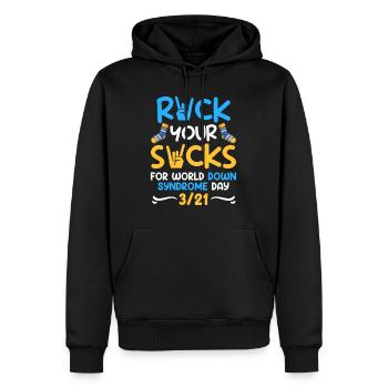 Down Syndrom Trisomie 21 Awareness - Männer Premium Bio Hoodie - Schwarz - Vorne - Nico (187cm)
