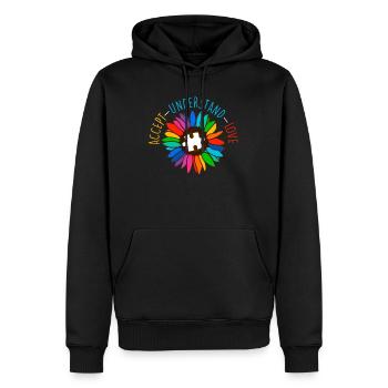 Autisme Diversité Conscience autistique - Sweat à capuche Premium bio Homme - noir - Devant - Nico (187cm)