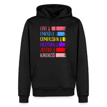 Inklusion Gleichheit Freundlichkeit Akzeptanz - Männer Premium Bio Hoodie - Schwarz - Vorne - Nico (187cm)