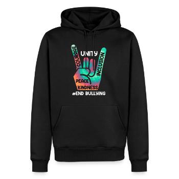 Stop Bullying Awareness und Solidarität für - Männer Premium Bio Hoodie - Schwarz - Vorne - Nico (187cm)
