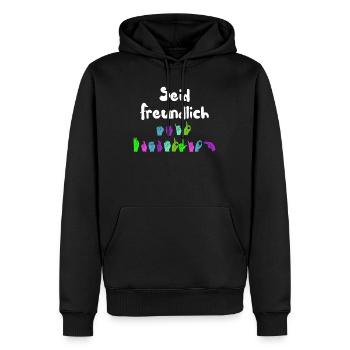 Mental Health Seid freundlich zu euch - Männer Premium Bio Hoodie - Schwarz - Vorne - Nico (187cm)