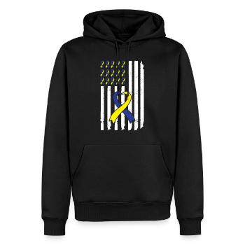 Down Syndrome Awareness Loop extra - Men’s Premium Organic Hoodie - black - Front - Nico (187cm)