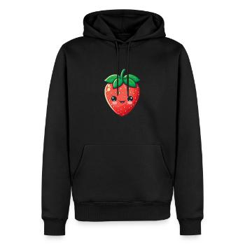 Süße Kawaii Erdbeere Obstliebhaber Obstbauer - Männer Premium Bio Hoodie - Schwarz - Vorne - Nico (187cm)