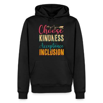 Choose Kindness Acceptance Inclusion Diversity - Men’s Premium Organic Hoodie - black - Front - Nico (187cm)
