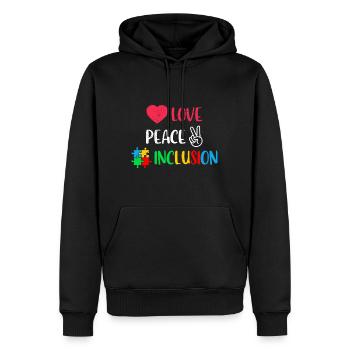 Aimer, Paix et Inclusion promouvoir l’inclusion - Sweat à capuche Premium bio Homme - noir - Devant - Nico (187cm)