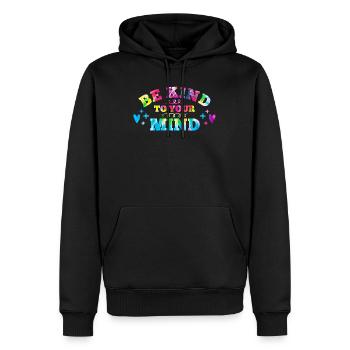 Soyez gentil avec votre Santé mentale - Sweat à capuche Premium bio Homme - noir - Devant - Nico (187cm)