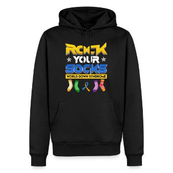 Down Syndrom Awareness Trisomie 21 - Männer Premium Bio Hoodie - Schwarz - Vorne - Nico (187cm)