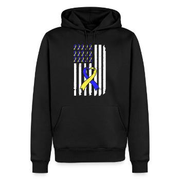 Down Syndrome Awareness Loop extra - Men’s Premium Organic Hoodie - black - Front - Nico (187cm)