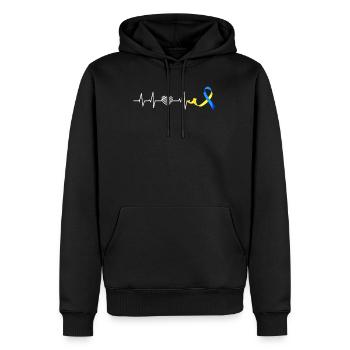 Down Syndrome Awareness Loop extra - Men’s Premium Organic Hoodie - black - Front - Nico (187cm)
