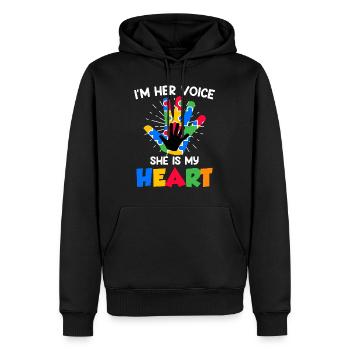 Solidarité autistique pour les enfants autistes - Sweat à capuche Premium bio Homme - noir - Devant - Nico (187cm)