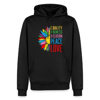 Inklusion Gleichheit Freundlichkeit Akzeptanz - Männer Premium Bio Hoodie - Schwarz - Vorne - Nico (187cm)