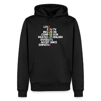 Inclusion Compassion Personnes handicapées - Sweat à capuche Premium bio Homme - noir - Devant - Nico (187cm)
