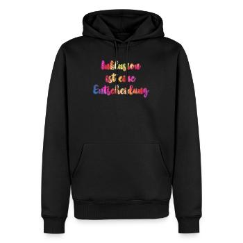 Inklusion ist eine Entscheidung Akzeptanz - Männer Premium Bio Hoodie - Schwarz - Vorne - Nico (187cm)