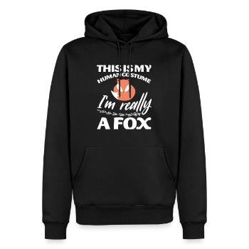 C’est mon costume humain, je suis vraiment un renard - Sweat à capuche Premium bio Homme - noir - Devant - Nico (187cm)