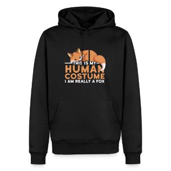 C’est mon costume humain Je suis vraiment un renard d’Hallowee - Sweat à capuche Premium bio Homme - noir - Devant - Nico (187cm)