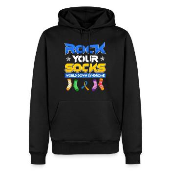 Down Syndrom Awareness Trisomie 21 - Männer Premium Bio Hoodie - Schwarz - Vorne - Nico (187cm)