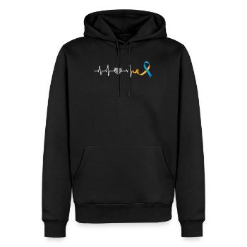Down Syndrome Awareness Loop Extra - Men’s Premium Organic Hoodie - black - Front - Nico (187cm)