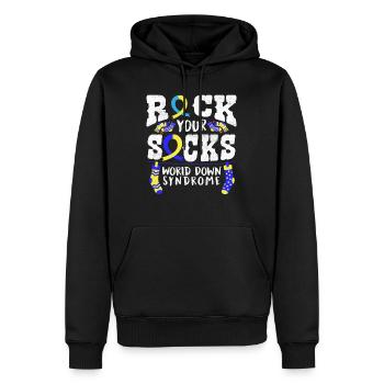 Down Syndrome Rock your Socks Awareness - Sweat à capuche Premium bio Homme - noir - Devant - Nico (187cm)