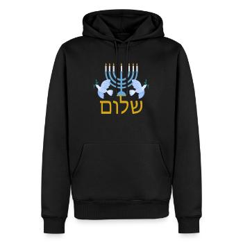 Hebrew Shalom Jewish Menorah for Peace - Men’s Premium Organic Hoodie - black - Front - Nico (187cm)