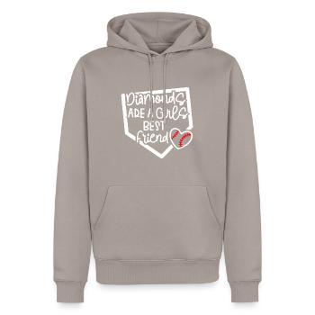 Funny Diamonds Are A Girls Best Friend Baseball So - Men’s Premium Organic Hoodie - taupe - Front - Nico (187cm)