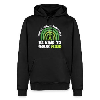 Santé mentale Soyez gentil avec votre - Sweat à capuche Premium bio Homme - noir - Devant - Nico (187cm)