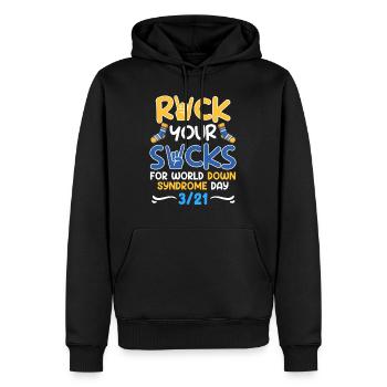 Down Syndrom Awareness Trisomie 21 - Männer Premium Bio Hoodie - Schwarz - Vorne - Nico (187cm)