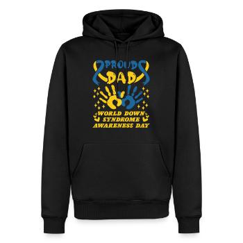 Down Syndrom Awareness Dad extra Chromosom - Männer Premium Bio Hoodie - Schwarz - Vorne - Nico (187cm)