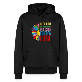 Inklusion Gleichheit Freundlichkeit Akzeptanz - Männer Premium Bio Hoodie - Schwarz - Vorne - Nico (187cm)