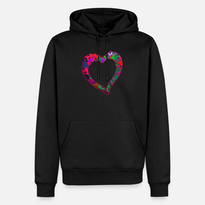 Autisme Solidarité Conscience Autistique Puzzle - Sweat à capuche Premium bio Homme - noir