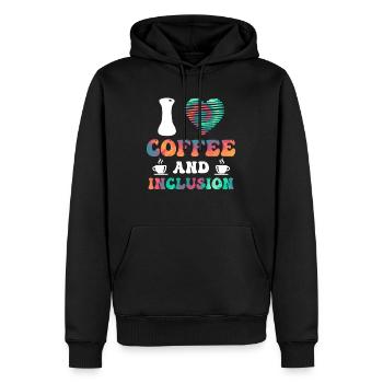 J’adore le café et le handicap Inklusion - Sweat à capuche Premium bio Homme - noir - Devant - Nico (187cm)