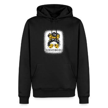 Taekwondo Mom Messy Bun Hair Bleached Women Mother - Men’s Premium Organic Hoodie - black - Front - Nico (187cm)