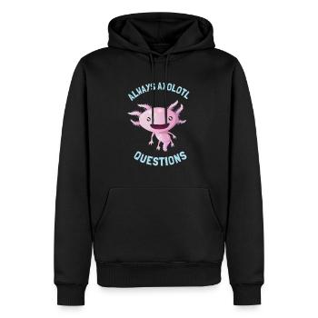 Lustiger Axolotl Spurch Neugier Kinder Amphibien - Männer Premium Bio Hoodie - Schwarz - Vorne - Nico (187cm)
