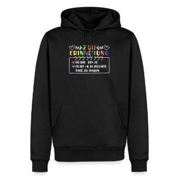 Santé mentale Estime de soi Mémoire Mentale - Sweat à capuche Premium bio Homme - noir - Devant - Nico (187cm)